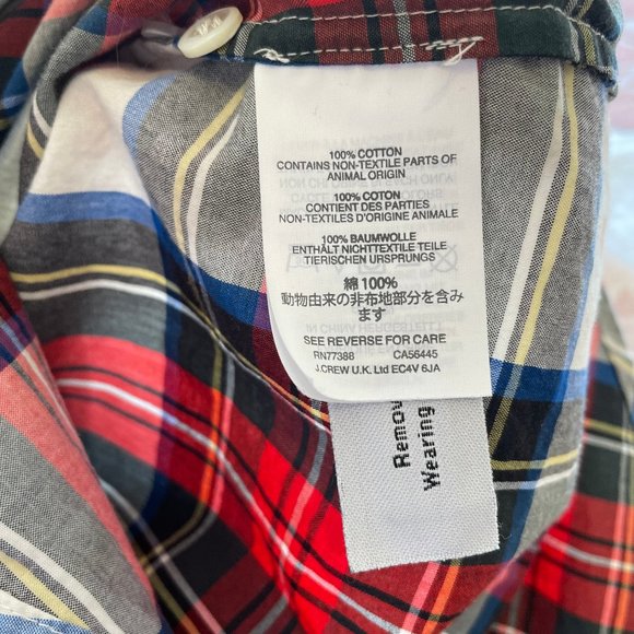 J. Crew | Red/White/Black Tartan Plaid Long-Sleeved Button-Down Shirt Sz 0 - Picture 6 of 6